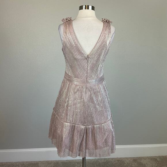 XSCAPE Women's Cocktail Dress Size 8 Pink Metallic Sleeveless Fit and Flare Mini - Picture 4 of 12